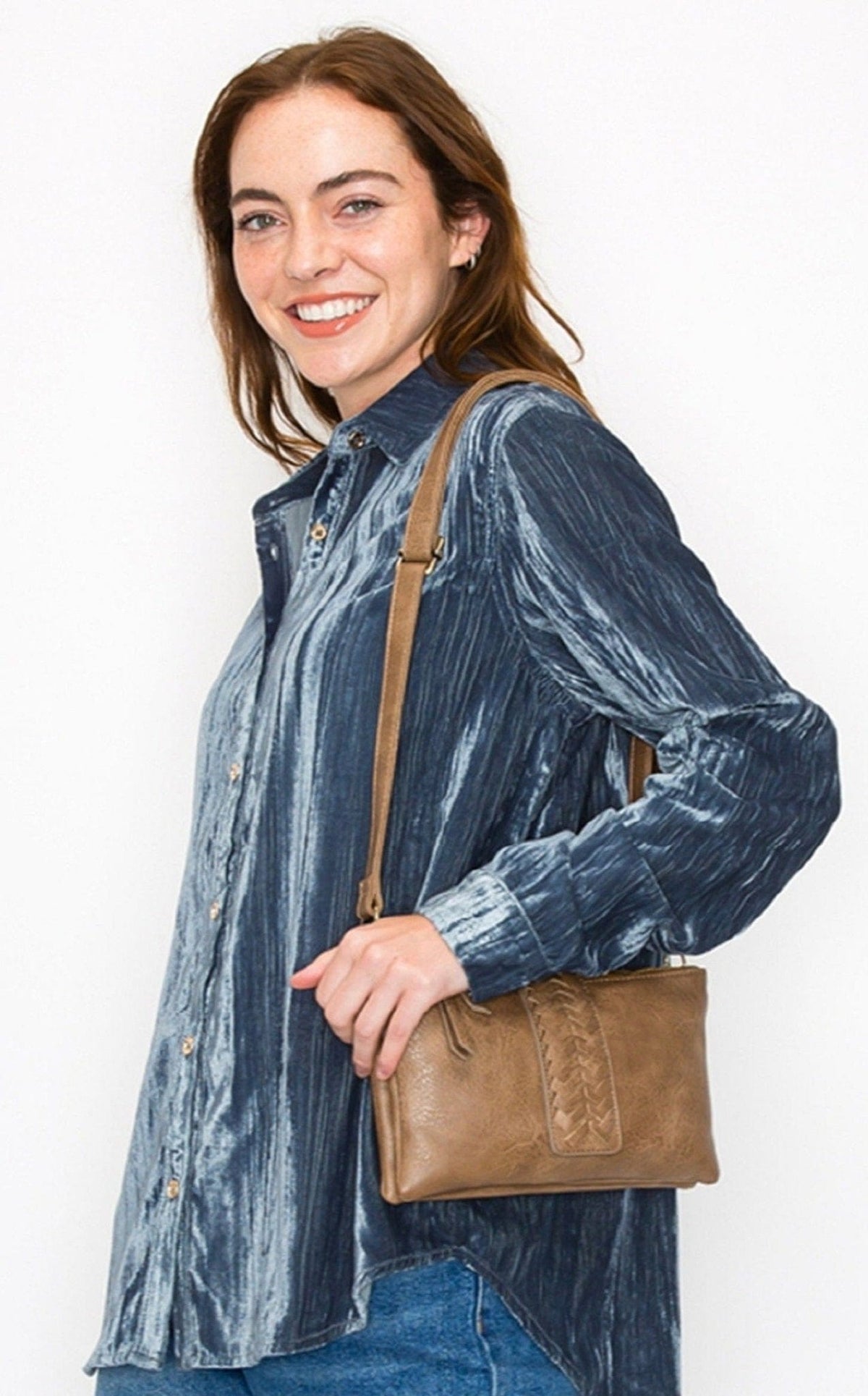 CQF010 Lisa Two Compartment Crossbody With Braid Detail - MiMi Wholesale