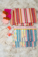 CS2162 Faith Printed Cotton Pouch w/ Fringe - MiMi Wholesale