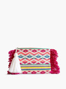 CS2162 Faith Printed Cotton Pouch w/ Fringe - MiMi Wholesale