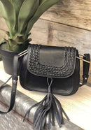 CTEA0004 Fashion Flap Over Tassel Saddle Crossbody Bag - MiMi Wholesale