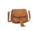 CTEA0004 Fashion Flap Over Tassel Saddle Crossbody Bag - MiMi Wholesale