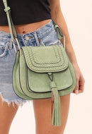 CTEA0004 Fashion Flap Over Tassel Saddle Crossbody Bag - MiMi Wholesale