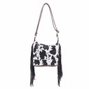 CW20307 Western Style Cow print with Fringe Crossbody - MiMi Wholesale