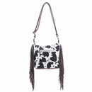 CW20307 Western Style Cow print with Fringe Crossbody - MiMi Wholesale