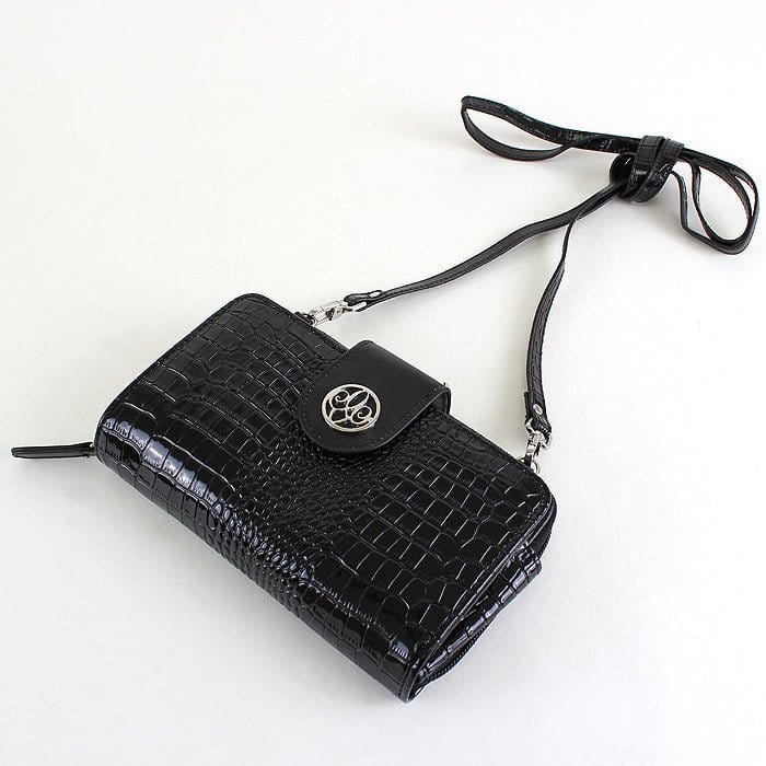 CW3013 Croc Print Zip-Around 6-Plus Cellphone Clutch Wallet/Crossbody Bag - MiMi Wholesale