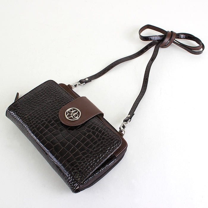 CW3013 Croc Print Zip-Around 6-Plus Cellphone Clutch Wallet/Crossbody Bag - MiMi Wholesale