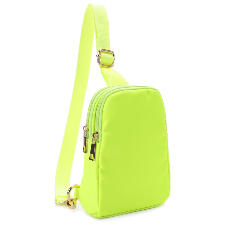 DJ15042N Britney Nylon Double Zipper Mini Sling Bag - MiMi Wholesale