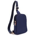 DJ15042N Britney Nylon Double Zipper Mini Sling Bag - MiMi Wholesale