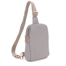 DJ15042N Britney Nylon Double Zipper Mini Sling Bag - MiMi Wholesale