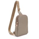 DJ15042N Britney Nylon Double Zipper Mini Sling Bag - MiMi Wholesale