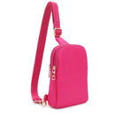 DJ15042N Britney Nylon Double Zipper Mini Sling Bag - MiMi Wholesale