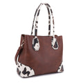 DJ1526C Rebecca Cow Trim Top Handle Handbag - MiMi Wholesale