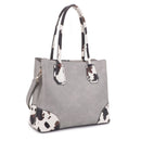 DJ1526C Rebecca Cow Trim Top Handle Handbag - MiMi Wholesale