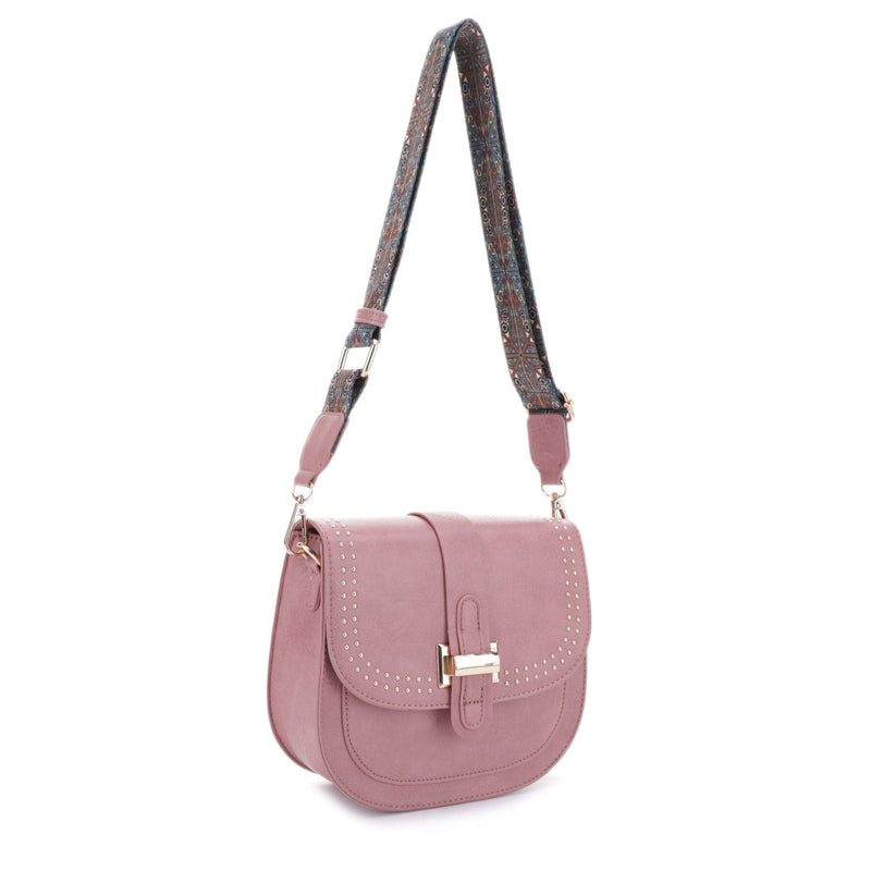 DJ60119 Portia Crossbody With Stud Details and Printed Guitar Strap - MiMi Wholesale