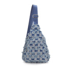DM20559 Mikayla Frayed Checker Denim Sling Bag - MiMi Wholesale