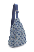 DM20559 Mikayla Frayed Checker Denim Sling Bag - MiMi Wholesale