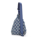 DM20559 Mikayla Frayed Checker Denim Sling Bag - MiMi Wholesale