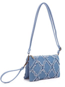 DM20560 Shelley Denim Three Compartment Crossbody/Wristlet - MiMi Wholesale