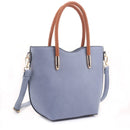DS31358 Top Handle Faux Leather Satchel Crossbody Handbag - MiMi Wholesale