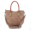 DS31358 Top Handle Faux Leather Satchel Crossbody Handbag - MiMi Wholesale