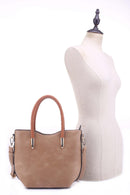 DS31358 Top Handle Faux Leather Satchel Crossbody Handbag - MiMi Wholesale