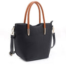 DS31358 Top Handle Faux Leather Satchel Crossbody Handbag - MiMi Wholesale