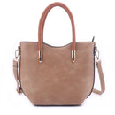 DS31358 Top Handle Faux Leather Satchel Crossbody Handbag - MiMi Wholesale