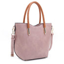 DS31358 Top Handle Faux Leather Satchel Crossbody Handbag - MiMi Wholesale