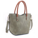 DS31358 Top Handle Faux Leather Satchel Crossbody Handbag - MiMi Wholesale