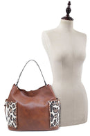 DS95037LS-6 Braided Edge Snow Leopard 3-in-1 Shoulder Bag - MiMi Wholesale