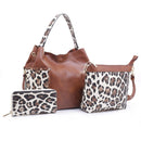 DS95037LS-6 Braided Edge Snow Leopard 3-in-1 Shoulder Bag - MiMi Wholesale