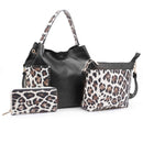 DS95037LS-6 Braided Edge Snow Leopard 3-in-1 Shoulder Bag - MiMi Wholesale