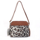 DS95314L2-6 Snow Leopard Front Pocket Dome Crossbody w/ Earbud Case - MiMi Wholesale