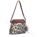 DS95314L2-6 Snow Leopard Front Pocket Dome Crossbody w/ Earbud Case - MiMi Wholesale