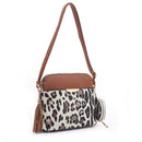 DS95314L2-6 Snow Leopard Front Pocket Dome Crossbody w/ Earbud Case - MiMi Wholesale