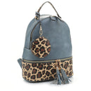 DS96255LR Leopard Print Blocking Dome Backpack w/ Earbud Case - MiMi Wholesale
