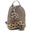 DS96255LR Leopard Print Blocking Dome Backpack w/ Earbud Case - MiMi Wholesale