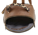 DS96255LR Leopard Print Blocking Dome Backpack w/ Earbud Case - MiMi Wholesale