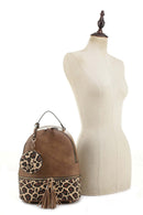 DS96255LR Leopard Print Blocking Dome Backpack w/ Earbud Case - MiMi Wholesale