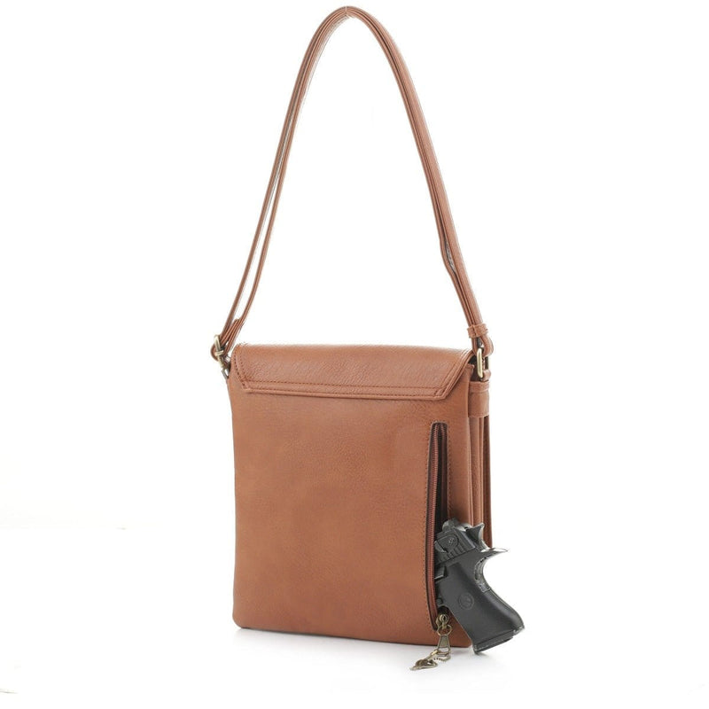 DSC31184LK Zipper Pocket Flap Over Concealed Carry Crossbody - MiMi Wholesale