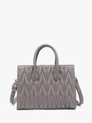 EH2248 EH Herringbone Satchel w/ Dual Handles - MiMi Wholesale
