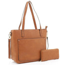EJ1523S Front Pocket Shoulder Tote w/ Wallet - MiMi Wholesale