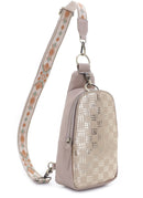 EJ25016-6 Laurie Metallic Sling Bag With Guitar Strap - MiMi Wholesale