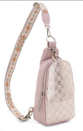 EJ25016-6 Laurie Metallic Sling Bag With Guitar Strap - MiMi Wholesale