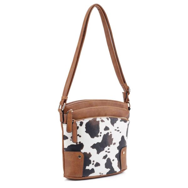 EJ60065C Cow Printed Shoulder Crossbody Bag - MiMi Wholesale