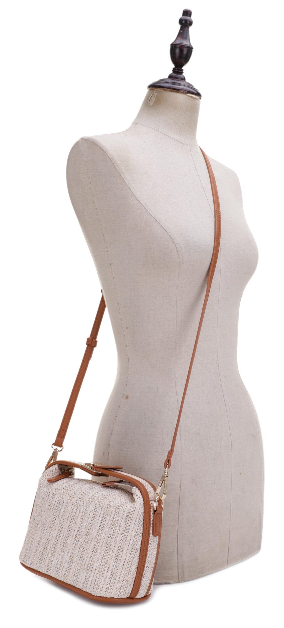 EJ85059 Tammy Buckle Handle Straw Crossbody Bag - MiMi Wholesale