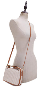 EJ85059 Tammy Buckle Handle Straw Crossbody Bag - MiMi Wholesale