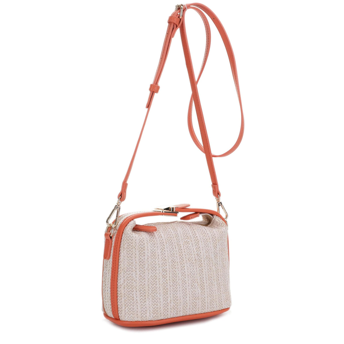 EJ85059 Tammy Buckle Handle Straw Crossbody Bag - MiMi Wholesale