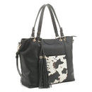 EJ91503C Cow Front Pocket Fashion Tote With Tassel - MiMi Wholesale