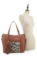EJ91503J Snow Leopard Fashion Tote With Tassel - MiMi Wholesale